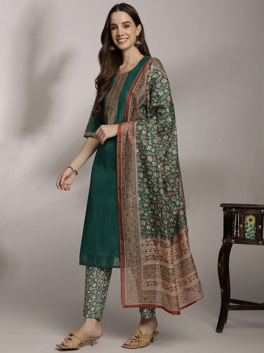 Anouk Women Ethnic Motifs Yoke Design Kurta with Trousers & Dupatta