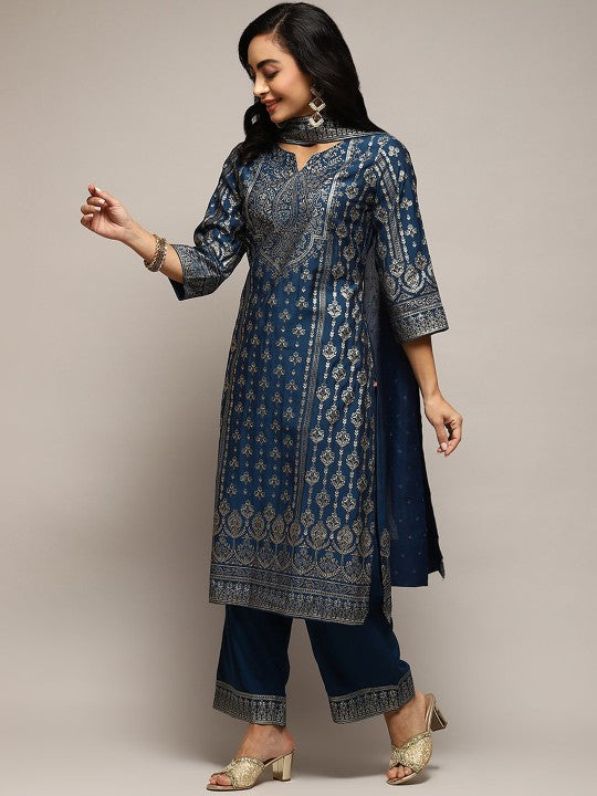 Biba Women Ethnic Motifs Printed Regular Kurta With Palazzos & Dupatta