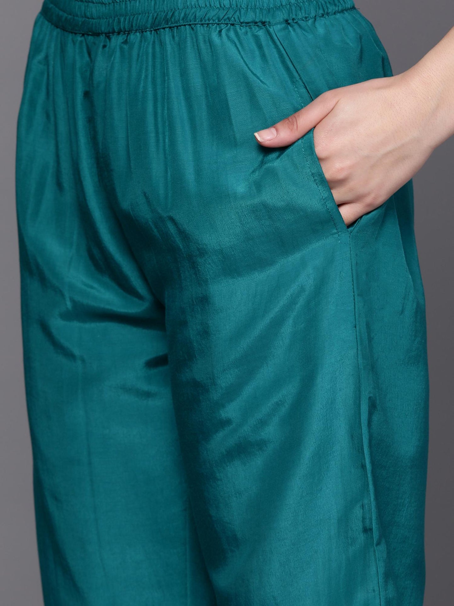 Woven Blue Kurta and Pant with Dupatta (Set of 3)