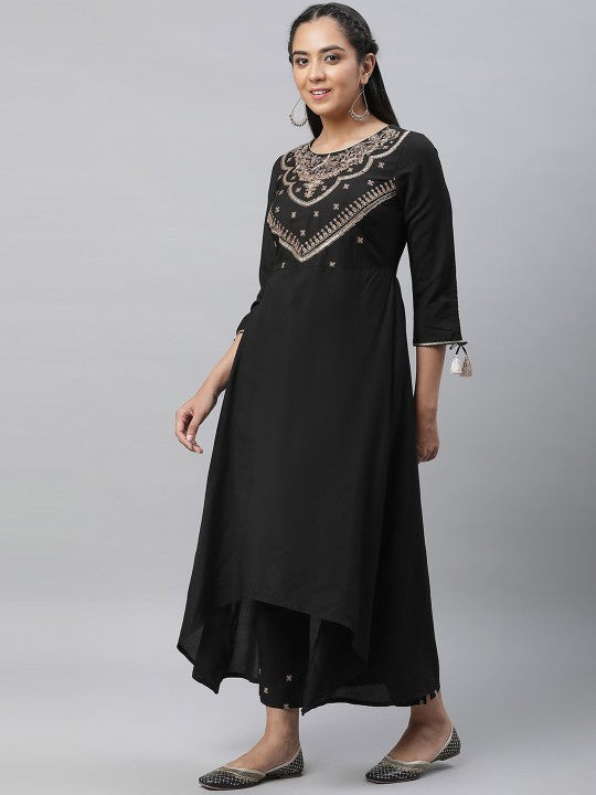 AURELIA Ethnic Motifs Embroidered  Regular Kurta With Trousers & Dupatta