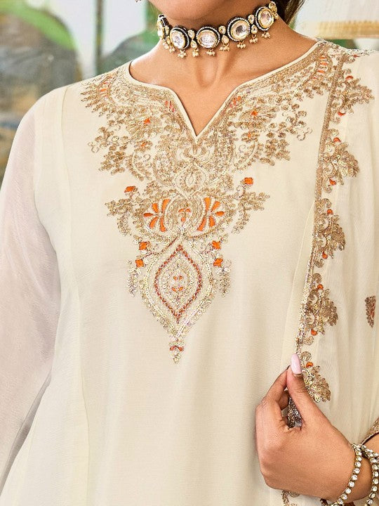 Indo Era Ethnic Motifs Embroidered Sequinned Straight Kurta