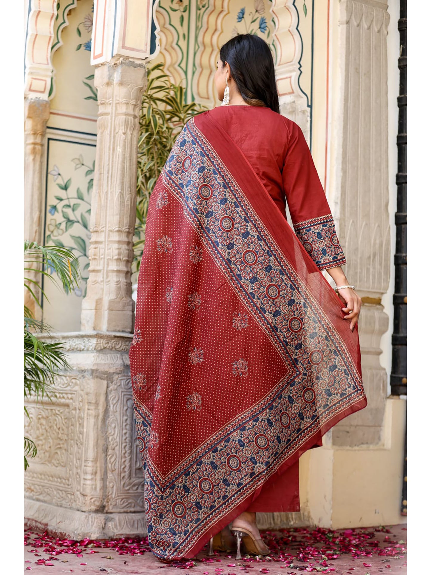 Printed A-Line Kurta with Pant and Dupatta (Set of 3)