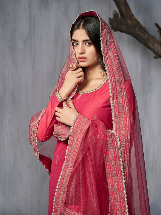 Inddus Ethnic Motifs Embroidered Zari Regular Pure Silk Kurta