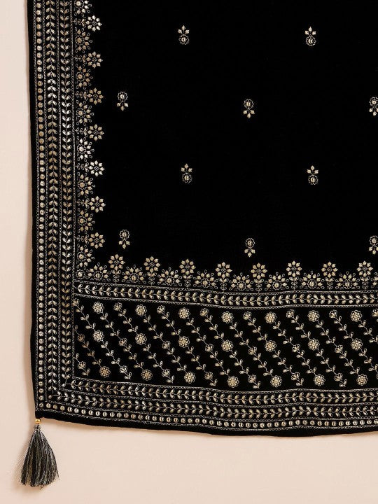 House of Pataudi Floral Embroidered Sequinned Straight Kurta