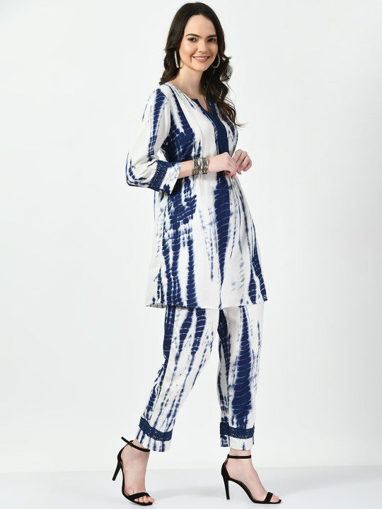 TBOJ Tie-Dyed Printed Top & Trousers