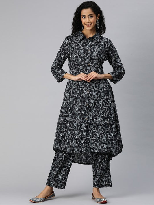 Floral Printed Pure Cotton Kurta with Palazzos