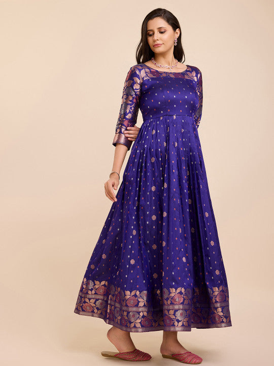 Tasarika Ethnic Motifs Woven Round Neck Maxi Dress