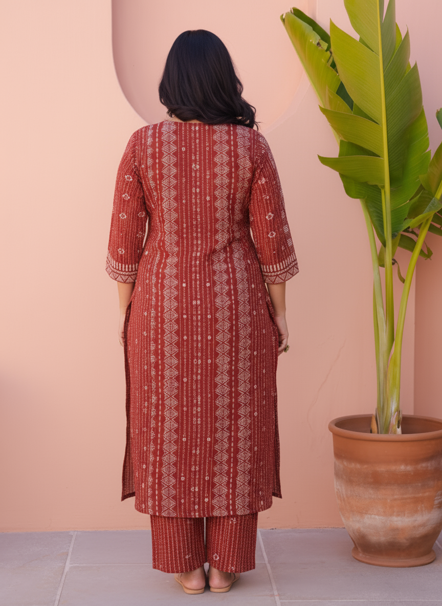 Viscose Butta Straight Maroon Kurta