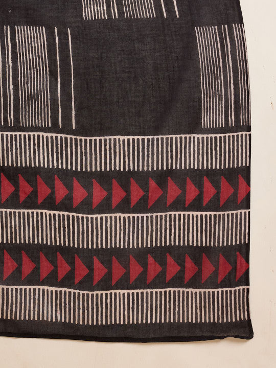 Indo Era Women Printed Regular Thread Work Pure Cotton Kurta with Trousers & With Dupatta
