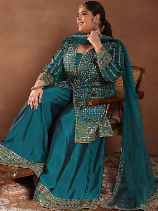 EXTRA LOVE BY LIBAS Plus Size Ethnic Motifs Embroidered Kurta