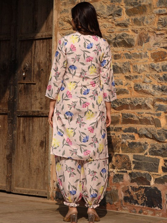 ASHEERA Printed Round Neck Pure Cotton Tunic & Trousers