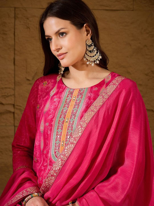 House of Pataudi Yoke Design Mirror Work Chanderi Silk Kurta