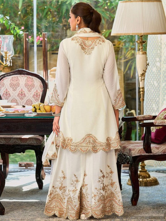 Indo Era Ethnic Motifs Embroidered Sequinned Straight Kurta