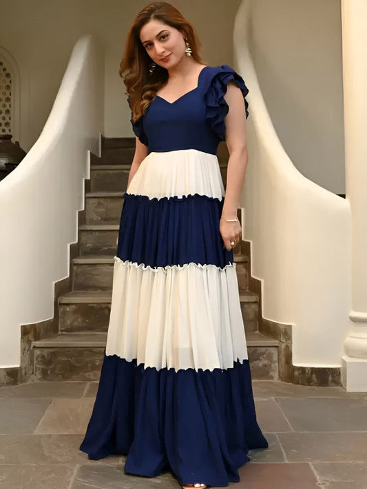 FoxDX A-Line Flared Puff Sleeve Anarakli Dress