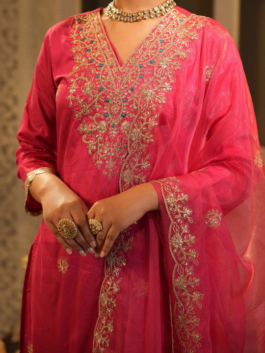 Indo Era Women Ethnic Motifs Embroidered Regular Sequinned Kurta with Trousers & Dupatta