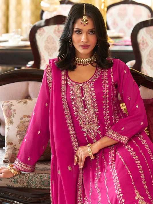 Indo Era Women Floral Embroidered Kurta with Palazzo & Dupatta