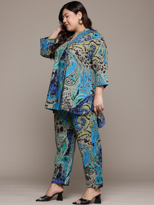 Printed Pure Cotton Tunic With Trousers