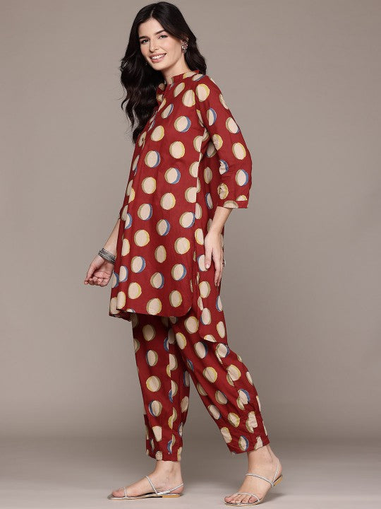 Printed Pure Cotton Tunic With Trousers
