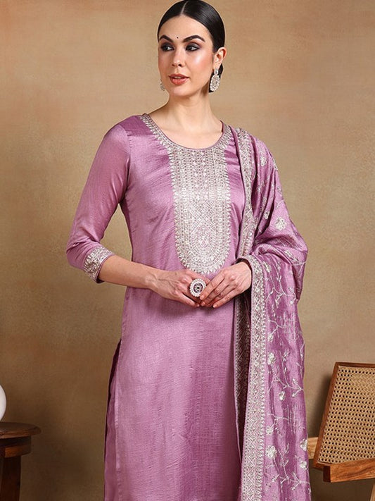 AHIKA Women Floral Yoke Design Regular Sequinned Kurta