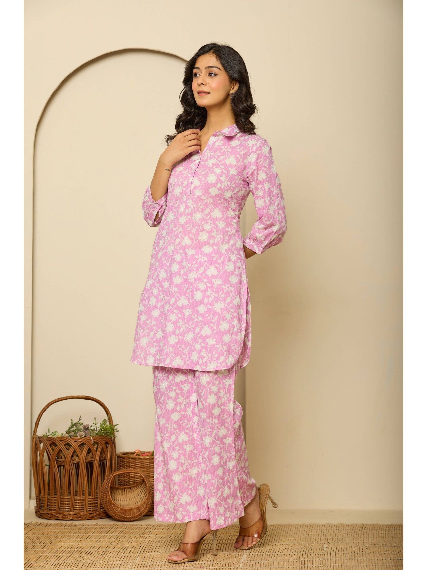 Printed Pure Cotton Pathani Kurta Co-Ord Set (Set of 2)