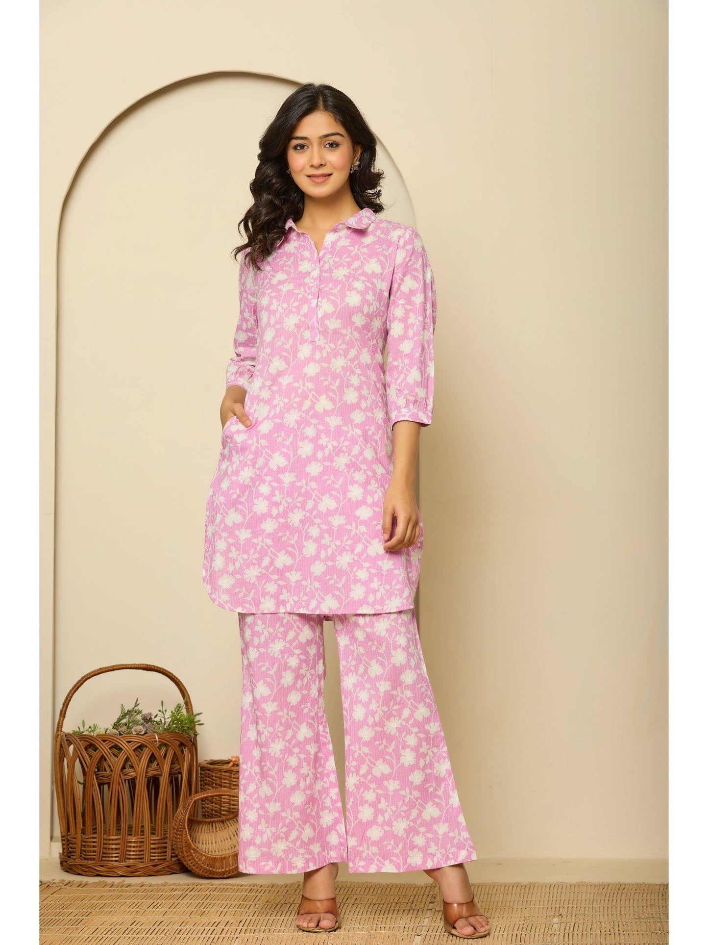 Printed Pure Cotton Pathani Kurta Co-Ord Set (Set of 2)