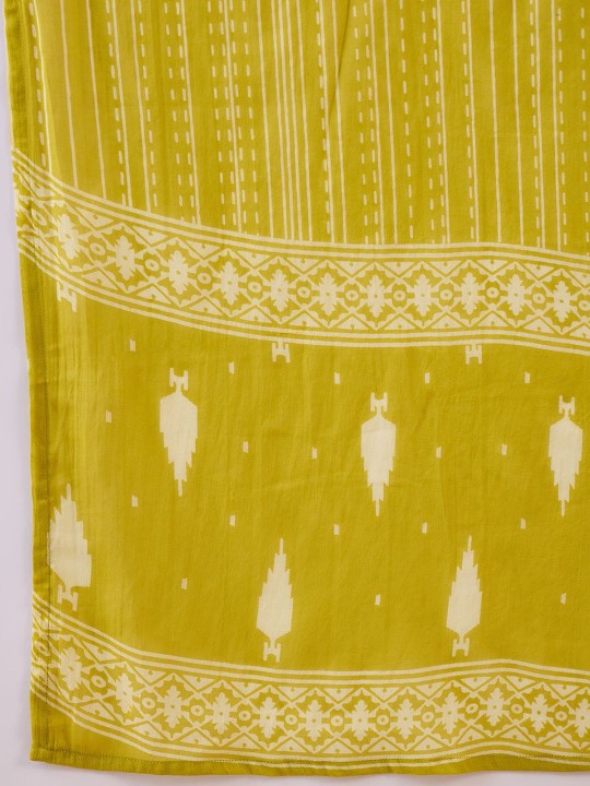Indo Era Floral Printed Notch Neck Sequinned Pure Cotton Kurta & Trousers & Dupatta