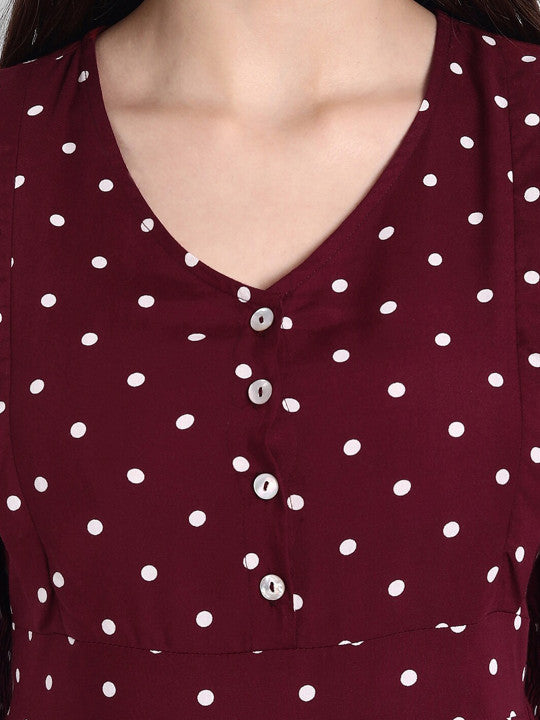 Aaruvi Ruchi Verma Maroon Maternity Midi Dress