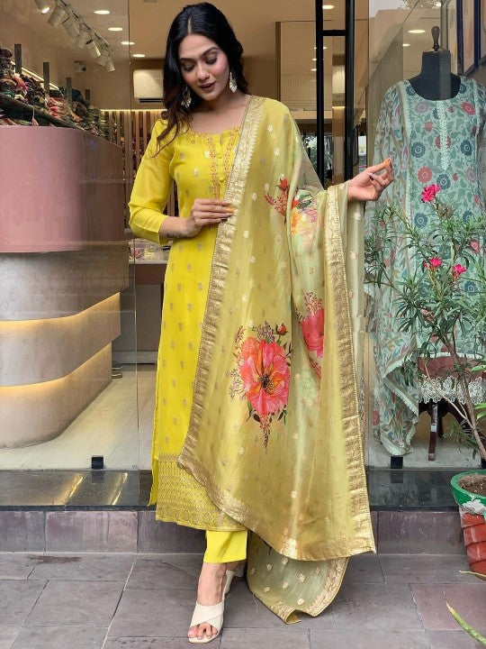 HERE&NOW Ethnic Woven Design Regular Straight Kurta