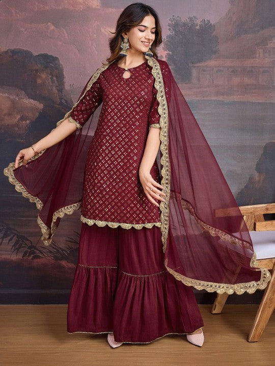 House of Pataudi Embroidered Keyhole Neck Kurta