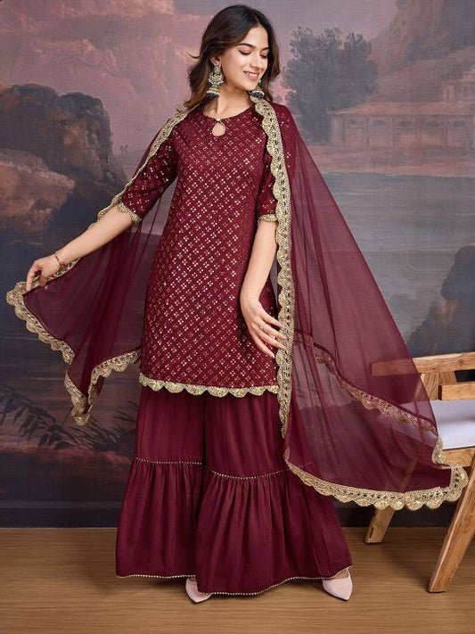 House of Pataudi Embroidered Keyhole Neck Kurta