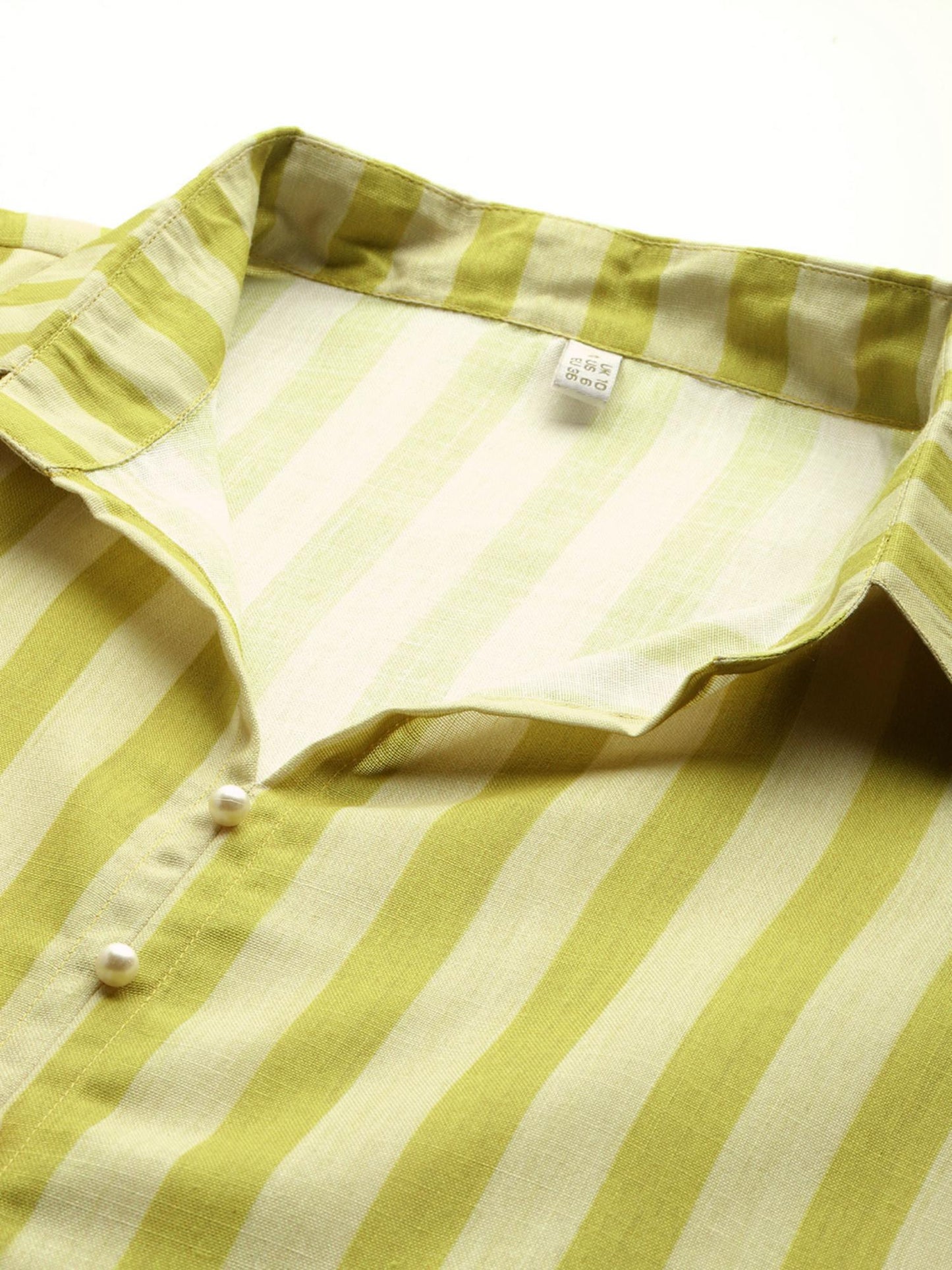 Women Green Cotton Blend Stripes Co-ord Set