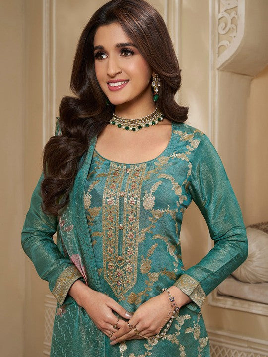 Neck Long Sleeves Floral Printed Kurta