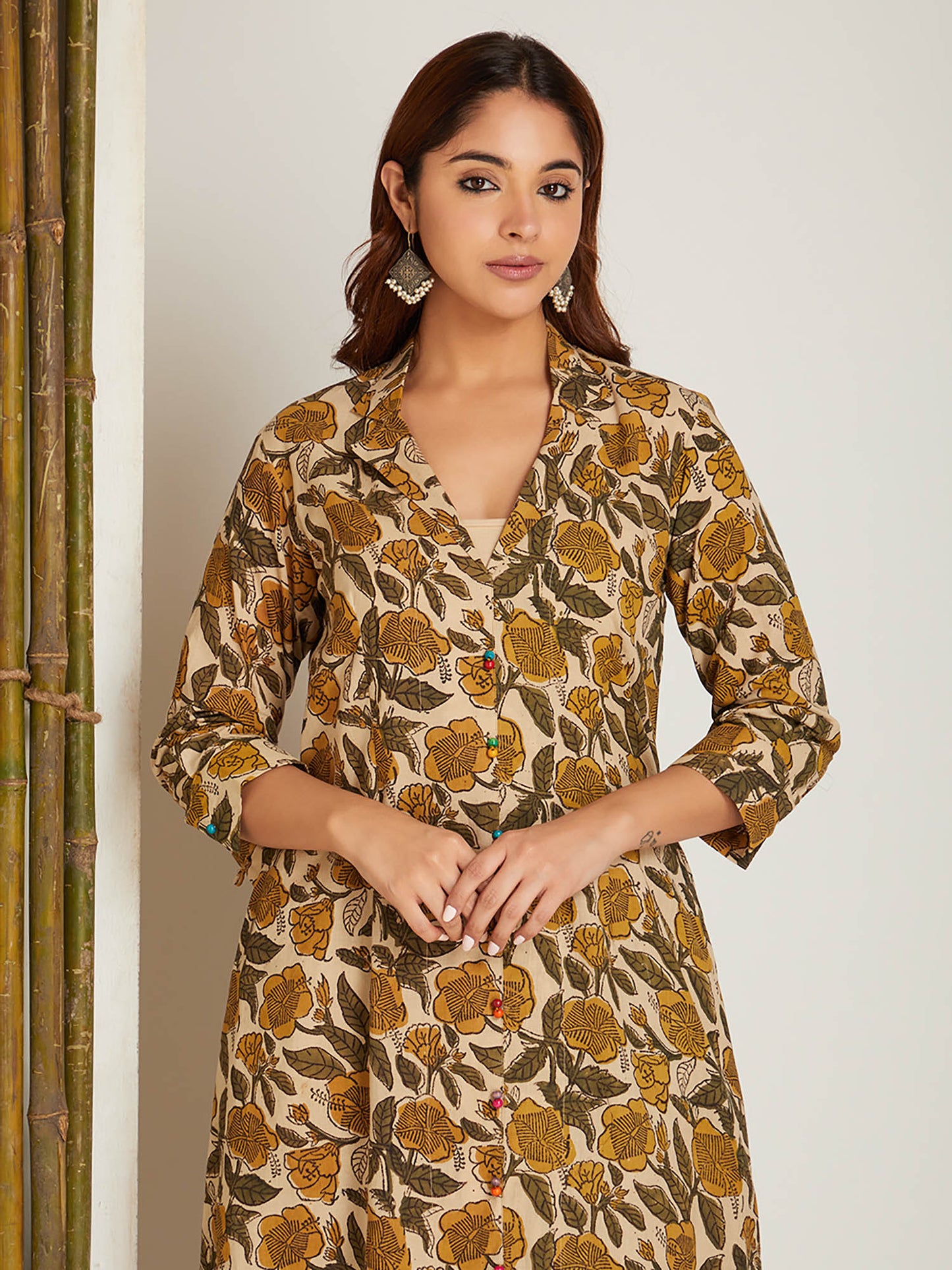 Yellow Cotton Block Printed Co-Ord (Set of 2)