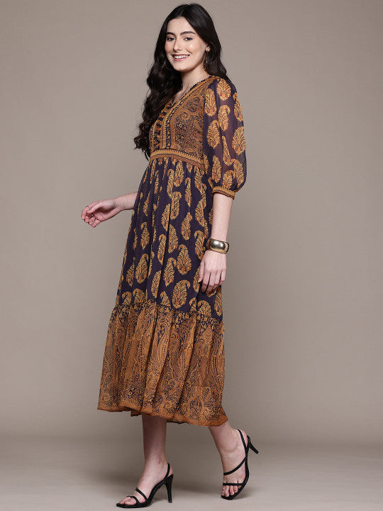 aarke Ritu Kumar Ethnic Motifs Printed A-Line Dress