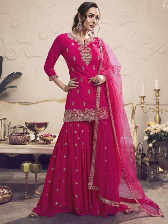 Inddus Women Floral Zari and Sequinned Embroidered Kurta