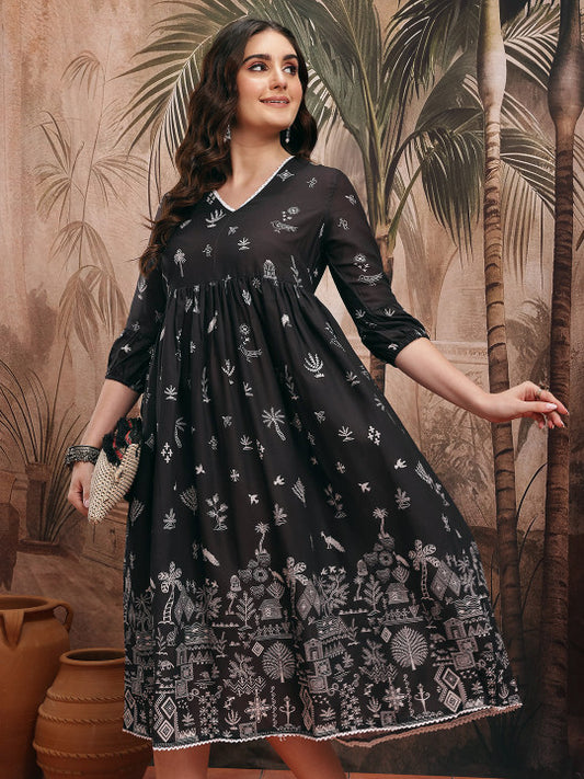 Printed A-Line Ethnic Dress