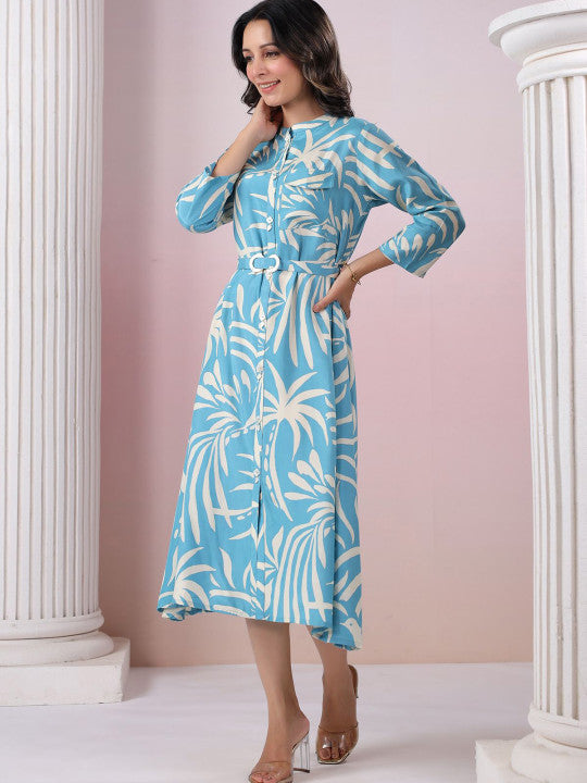 Print A-Line Midi Dress