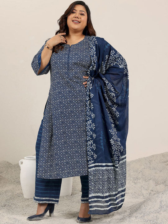 EXTRA LOVE BY LIBAS Women Printed Regular Kurta with Trousers & With Dupatta