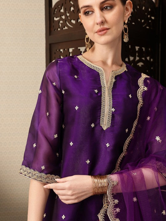 House of Pataudi Embroidered Sequinned Jashn Kurti