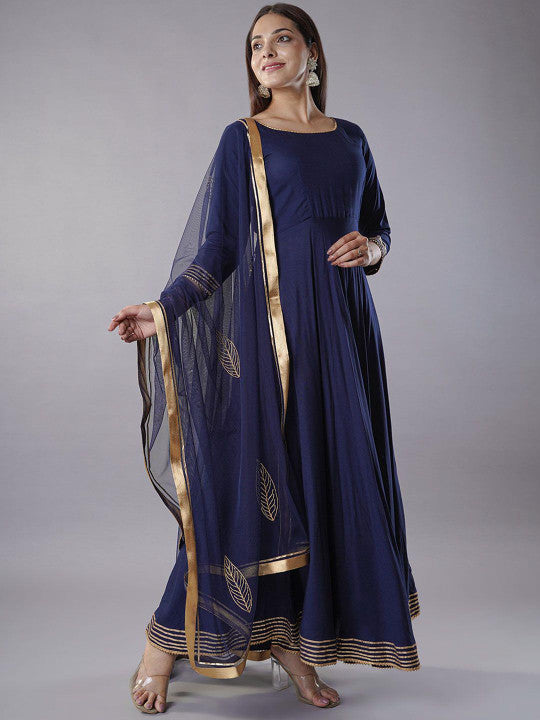 Utsav Fashion Women Empire Gotta Patti Kurta with Trousers & With Dupatta