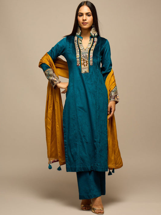 STADO Women Ethnic Motifs Embroidered Kurta with Trousers & Dupatta
