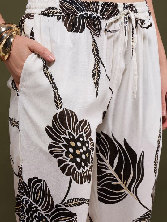 FASHOR Floral Printed A-Line Flared Co-ord Set