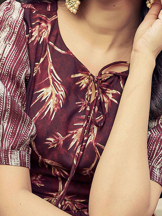 CHANSI Floral Printed Pleated Flared Maxi Dress