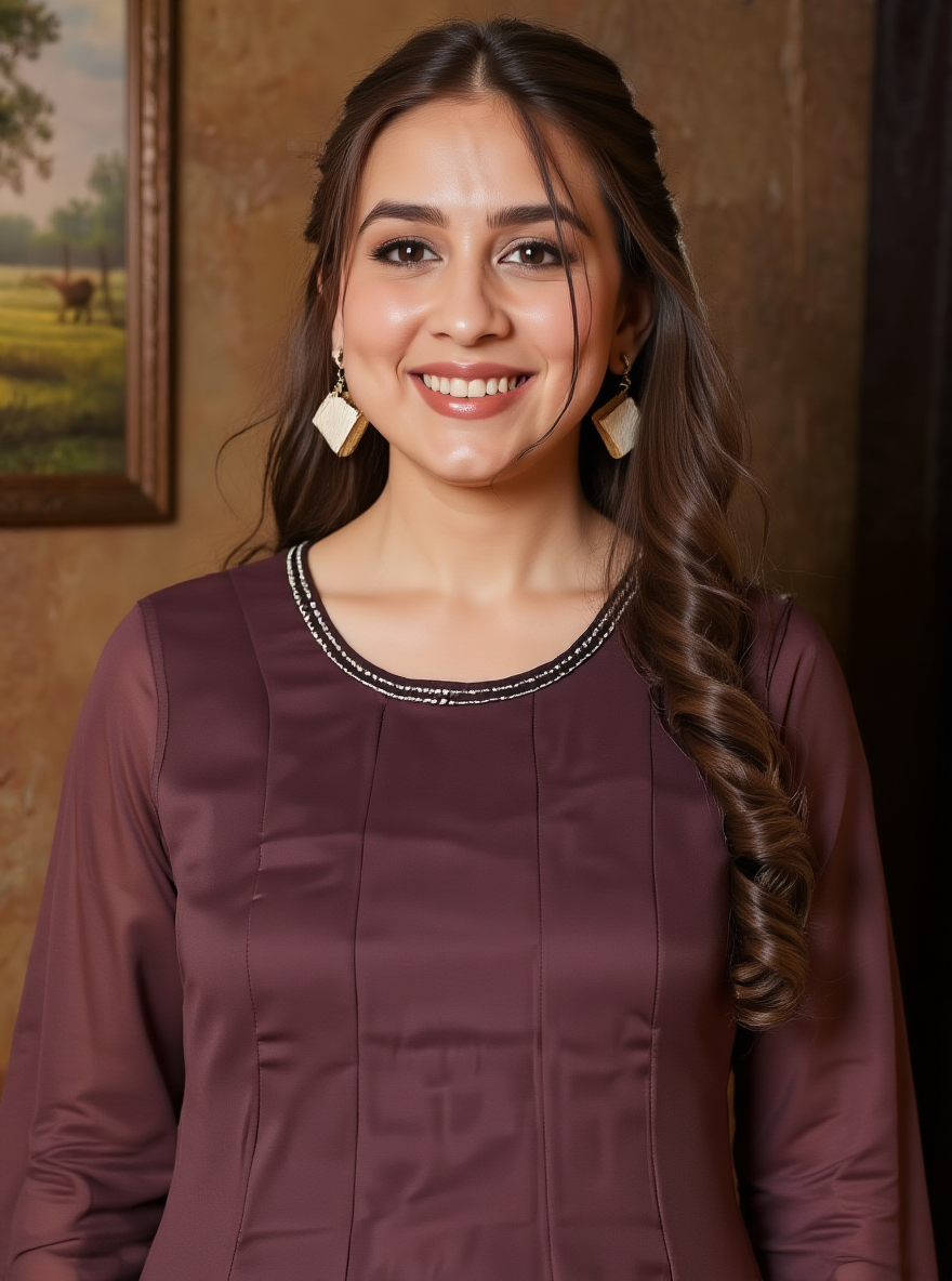 Embroidered Cotton Voile Solid Anarkali Brown Kurta