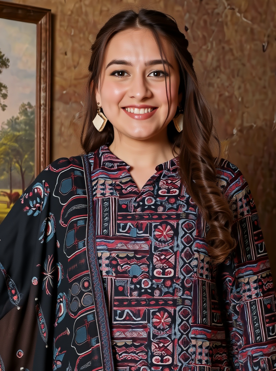 Viscose Patchwork Straight Black Kurta