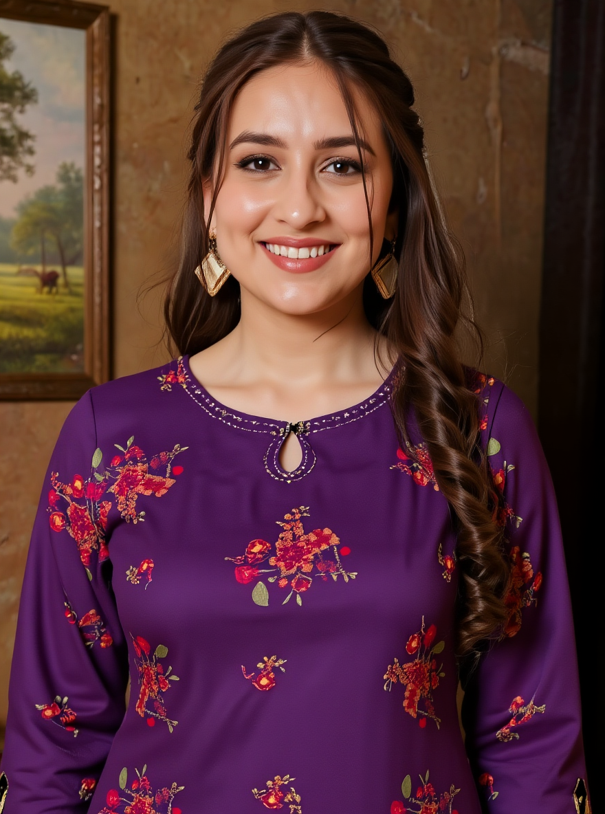Embroidered Viscose Floral Straight Mauve Kurta