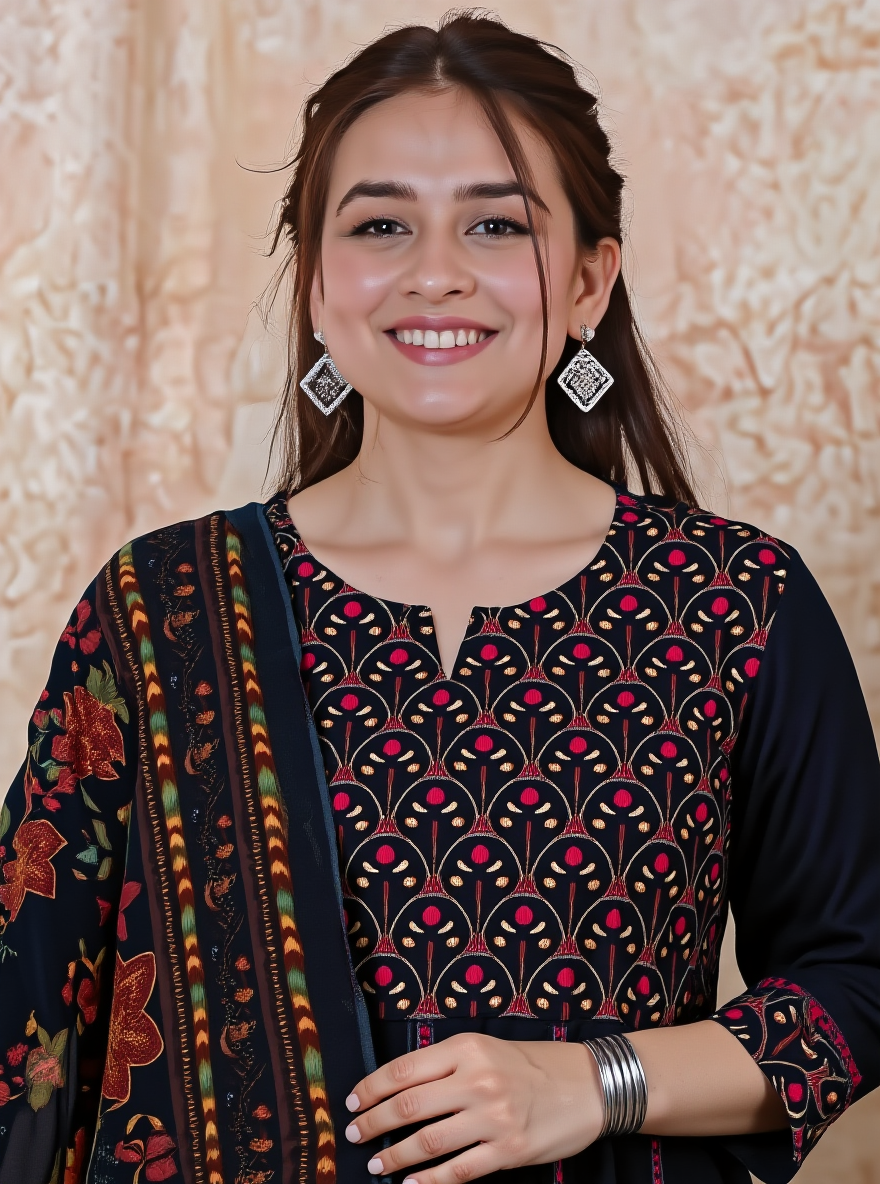 Viscose Solid Anarkali Black Kurta