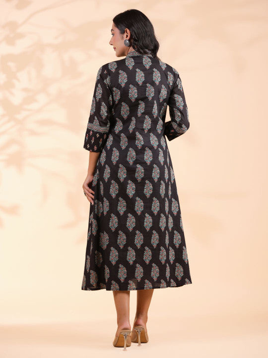 Vbuyz Women Ethnic Motifs Printed A-Line Midi Ethnic Dresses