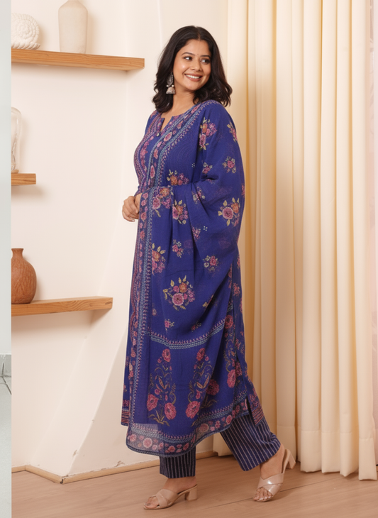 Embroidered Soft Cotton Solid Straight Pink Kurta