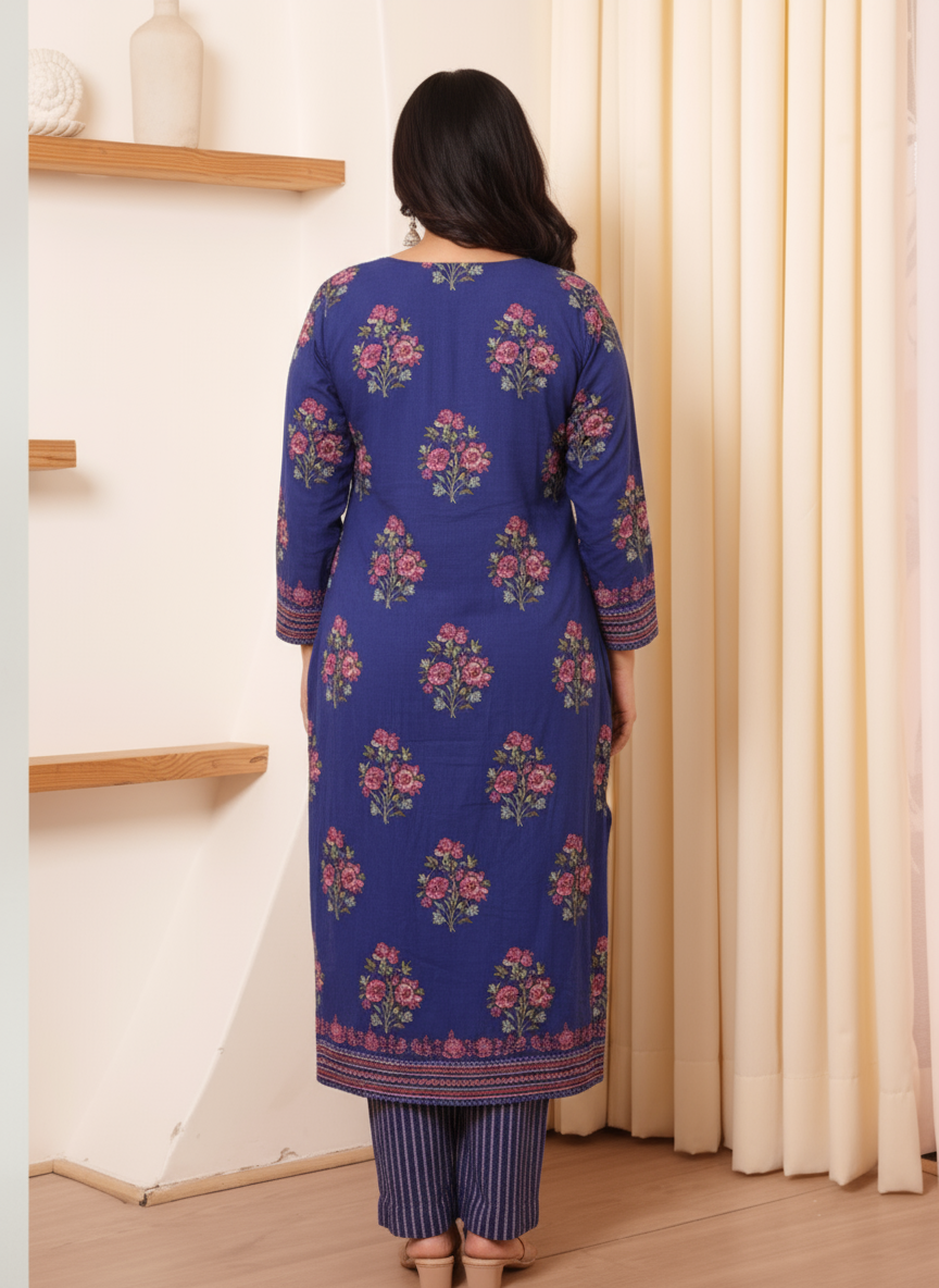 Embroidered Soft Cotton Solid Straight Pink Kurta